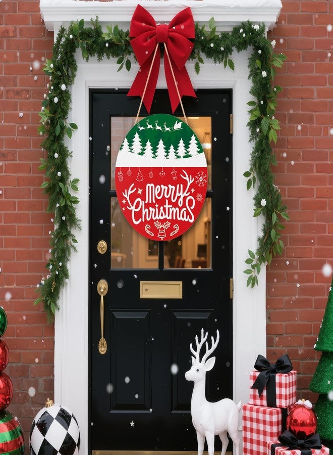 OHOME زينة عيد الميلاد الخارجية من OHOME - أكاليل عيد الميلاد للباب الأمامي | لافتة ترحيب خشبية دائرية ريفية، إكليل عيد الميلاد - مستلزمات وديكورات حفلات عيد الميلاد للباب والجدار والغرفة والشرفة والمطبخ - Image 4